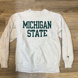 Champion Light Gray Michigan State Crewneck Sweater